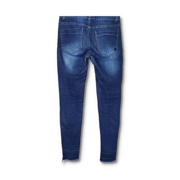 💎172 Indigo Rein Denim Raw Hem Ankle Skinny Slim Blue Jeans - Picture 7 of 7